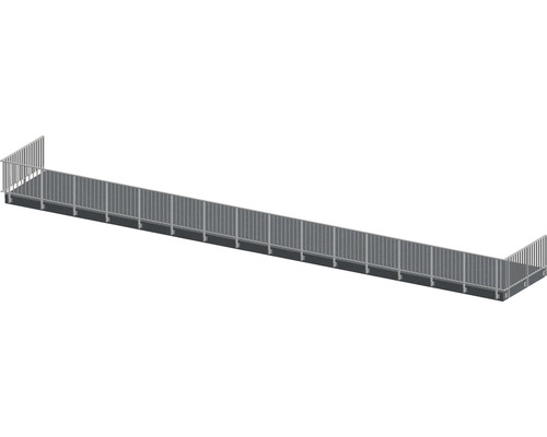 Räckesset PERTURA Triton U-form sido-/ väggmontage gråbrun 20 m