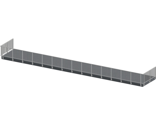 Räckesset PERTURA Triton U-form sido-/ väggmontage gråbrun 19 m