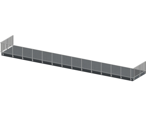 Räckesset PERTURA Triton U-form sido-/ väggmontage gråbrun 18 m