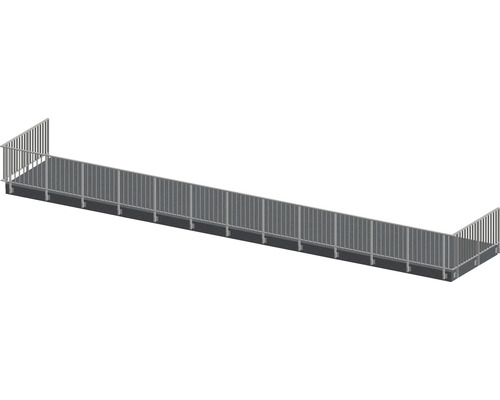 Räckesset PERTURA Triton U-form sido-/ väggmontage gråbrun 17 m