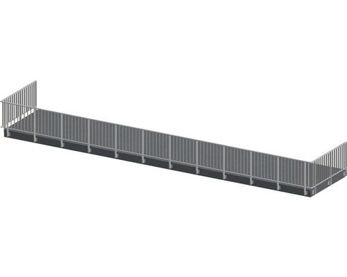 Räckesset PERTURA Triton U-form sido-/ väggmontage gråbrun 16 m