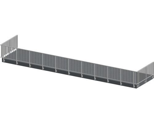 Räckesset PERTURA Triton U-form sido-/ väggmontage gråbrun 15 m