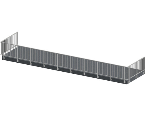 Räckesset PERTURA Triton U-form sido-/ väggmontage gråbrun 14 m