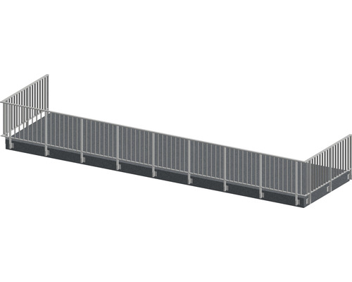 Räckesset PERTURA Triton U-form sido-/ väggmontage gråbrun 13 m