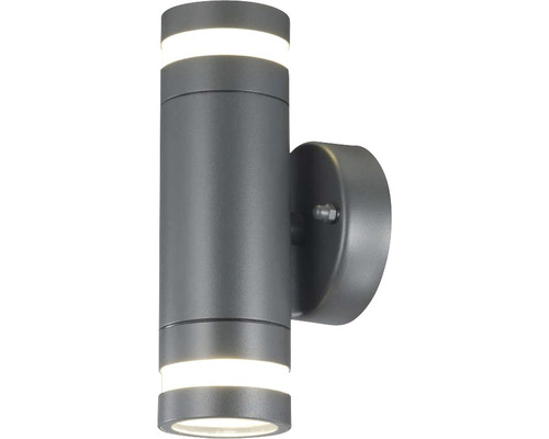 Grå LED-vägglampa för utomhusbruk med cylindrisk design