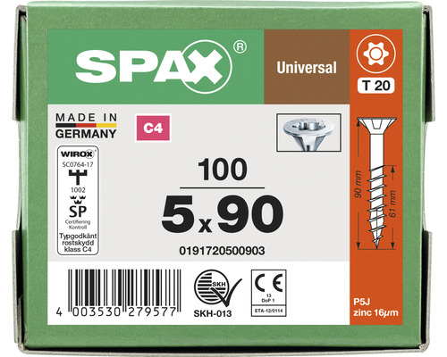 Universalskruv SPAX C4 5,0x90 T20 100-pack