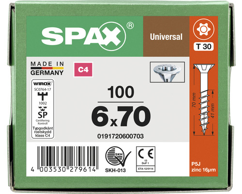 Universalskruv SPAX C4 6,0x70 T30 100-pack