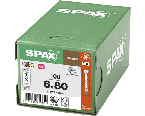 Universalskruv SPAX C4 6,0x80 T30 100-pack