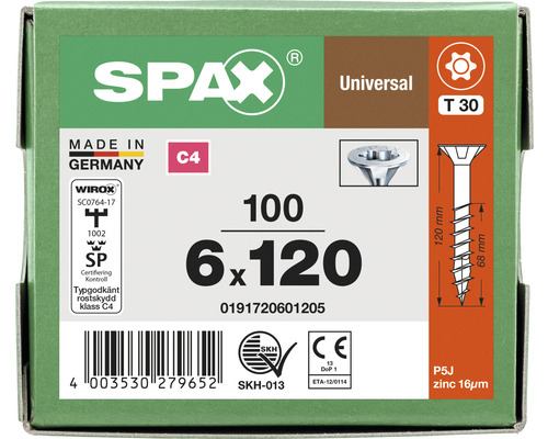 Universalskruv SPAX C4 6,0x120 T30 100-pack