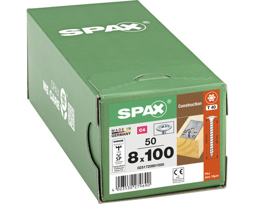 Konstruktionsskruv SPAX C4 8,0x100 T30 50-pack