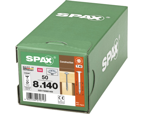 Konstruktionsskruv SPAX C4 8,0x140 T30 50-pack