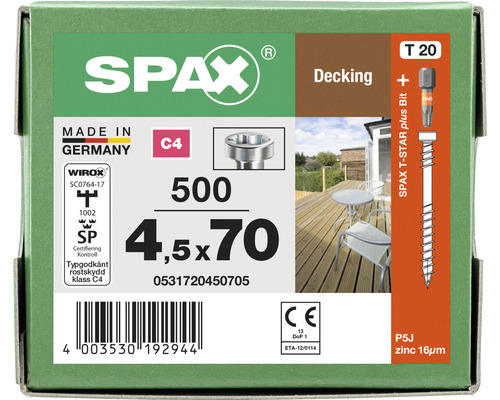 Trallskruv SPAX C4 4,5x70 T20 500-pack