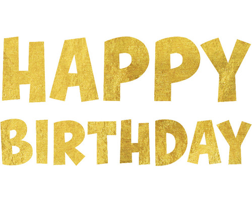 Vykort Happy birthday vit/guld Vykort Happy birthday vit/guld