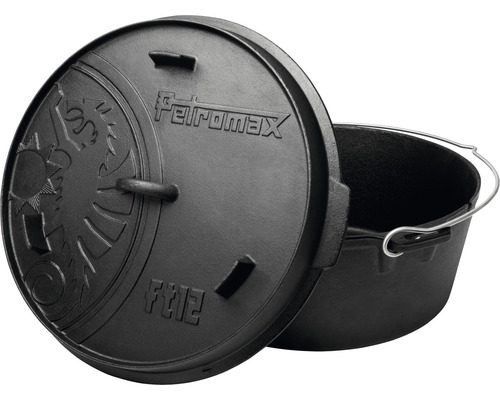 Petromax Dutch Oven av gjutjärn med lock och bärhandtag