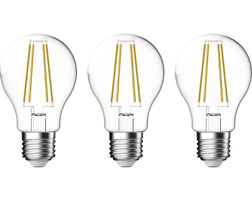Normallampa LED lampa E27 806lm klar Tre klara LED-lampor med E27-sockel