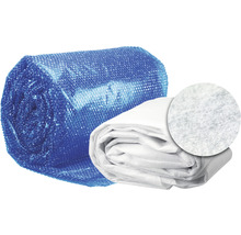 Bubbelplast rullad och trädgårdsduk rullad