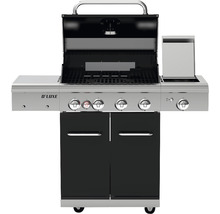 Gasolgrill med öppet lock och underskåp
