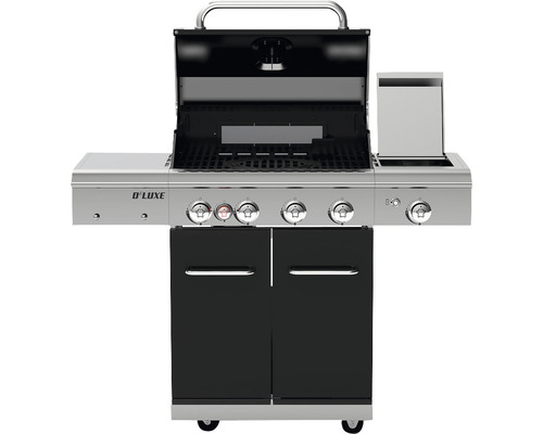 Gasolgrill med öppet lock och underskåp