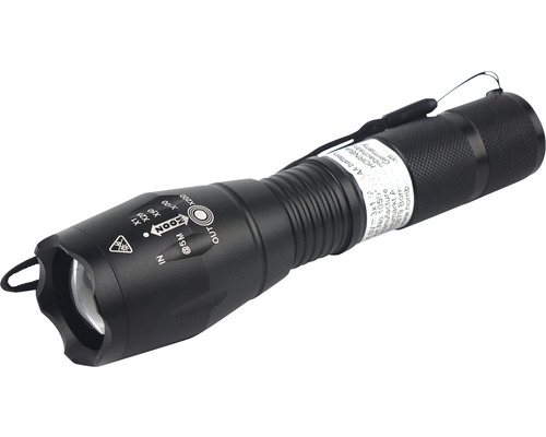 Svart ficklampa med zoomfunktion