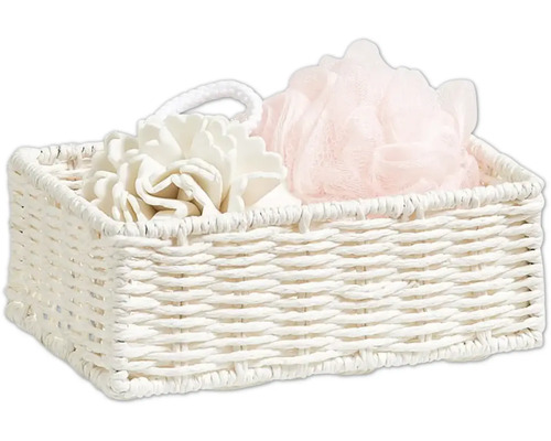 Badrumsset med korg och badsvamp