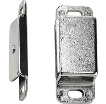 Två magnetiska dörrspärrar i metall.
