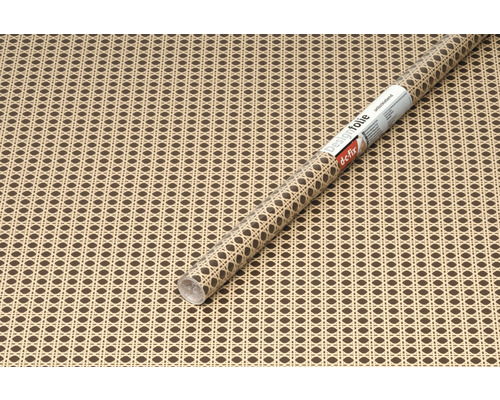 Dekorativ folie med rottingmönster och de-fix logotyp.