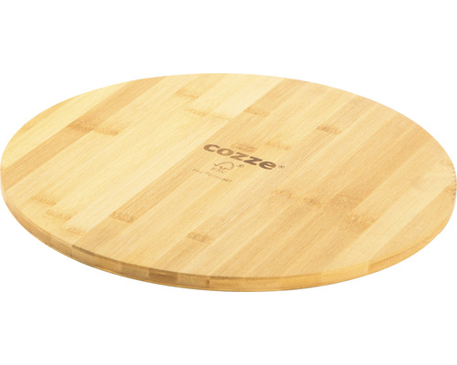 Rund pizzaspade av bambu med Cozze logotyp