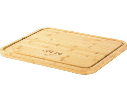 Rektangulär skärbräda av bambu med spår runt om