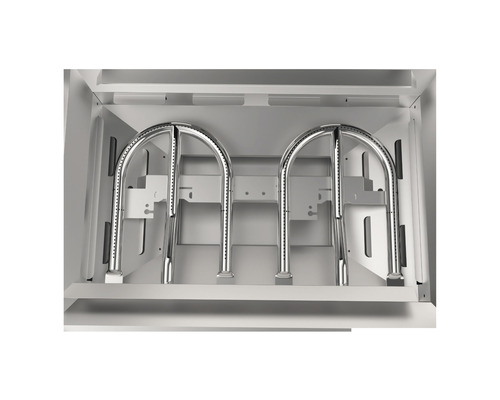 Två U-formade brännare i grillen