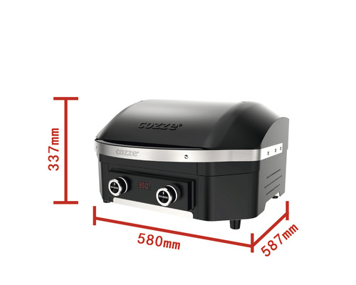 Cozze gasolgrill med måtten 337 mm höjd, 580 mm bredd och 587 mm djup