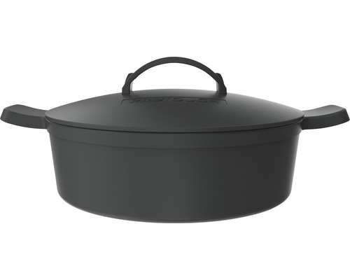 Svart kastrull med lock