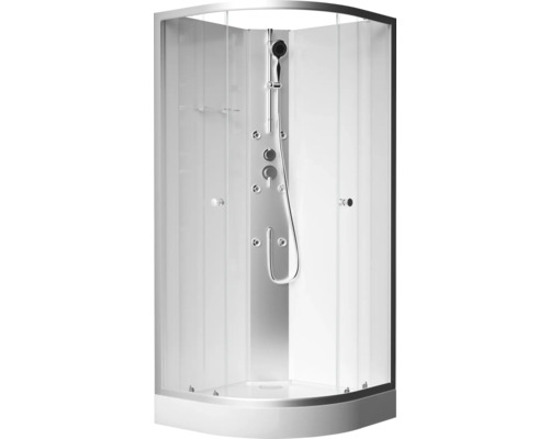 Duschkabin AURLANE white ocean silver matt klarglas ljus komplett set CAB212 Duschkabin med duschset