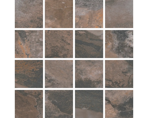 Mosaik keramik Queen brown brun-flerfärgad matt 30x30x1cm Fyrkantiga golvplattor med stendekor