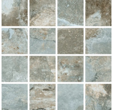 Arrangemang av sexton kvadratiska väggplattor med stenutseende.