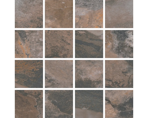 Mosaik keramik Queen brown brun lappato 30x30x1cm Fyrkantiga plattor med stenutseende