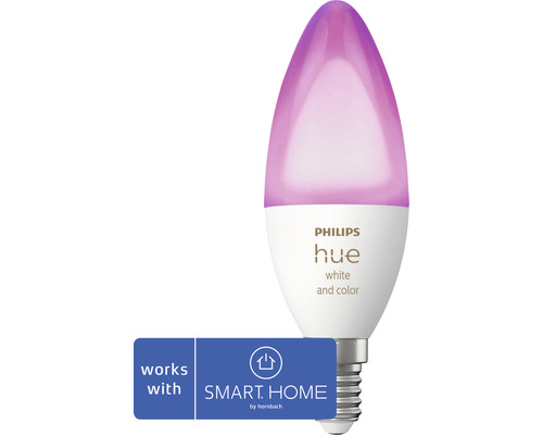 Kronljus PHILIPS Hue White & Color Ambiance 5,3W dimbar vit 1 styck - kompatibel med SMART HOME by hornbach Kronljus PHILIPS Hue White & Color Ambiance 5,3W dimbar vit 1 styck - kompatibel med SMART HOME by hornbach
