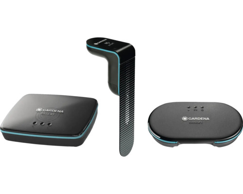 Gardena Smart System bestående av sensor, gateway och bevattningsstyrenhet