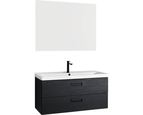 Tvättställ med underskåp, tvättställsblandare och spegel för badrummet