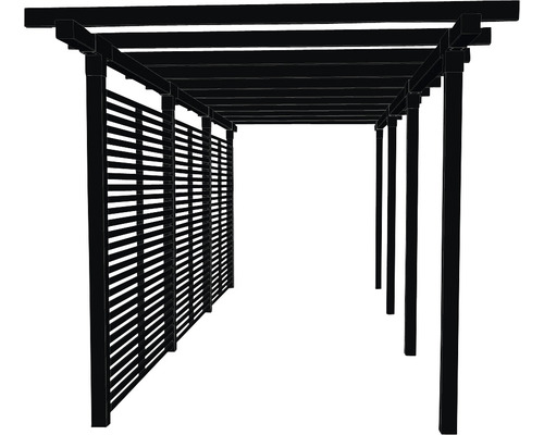 Pergola med lamellvägg för skuggning och vindskydd