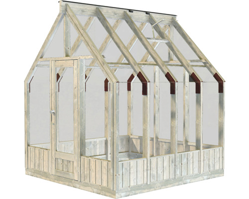 Växthus med träram och dörr