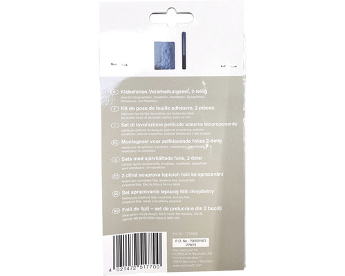 Sats med självhäftande folie, 2 delar, lämplig för designfolier, trendfolier, metallfolier, spegelfolier samt whiteboard och tavelfolier