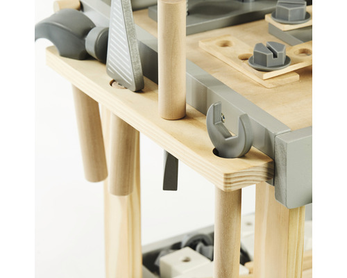 Arbetsbänk för barn med verktyg i trä