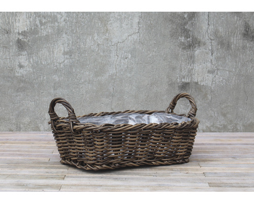 Dekorativ planteringsskål av pil med handtag och folie