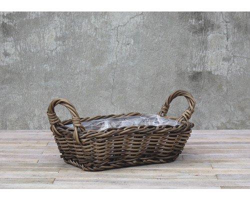 Korg av rotting med handtag och folie