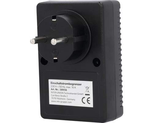 Startströmsbegränsare med kontakt för uttag