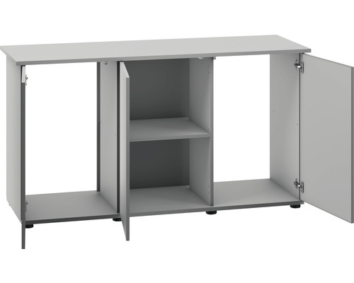 Akvariumskåp med öppna och stängda fack