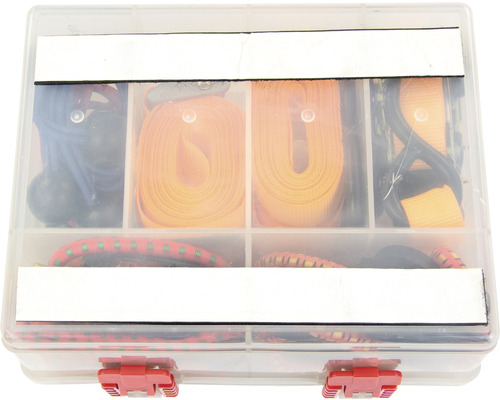 Sortimentslåda med gummiband och spännband