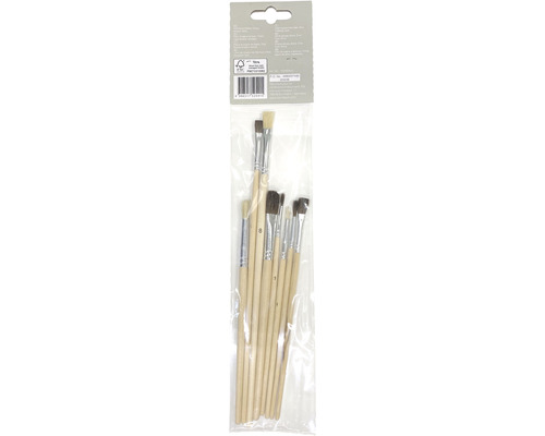 Penselset med trähandtag i transparent förpackning