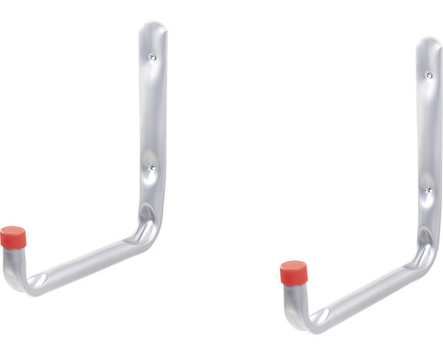 Två verktygshållare i metall med skruvhål och röd hylsa