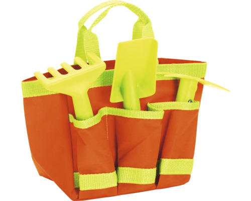 Trädgårdsredskapsväska med kratta, spade och planteringsspade